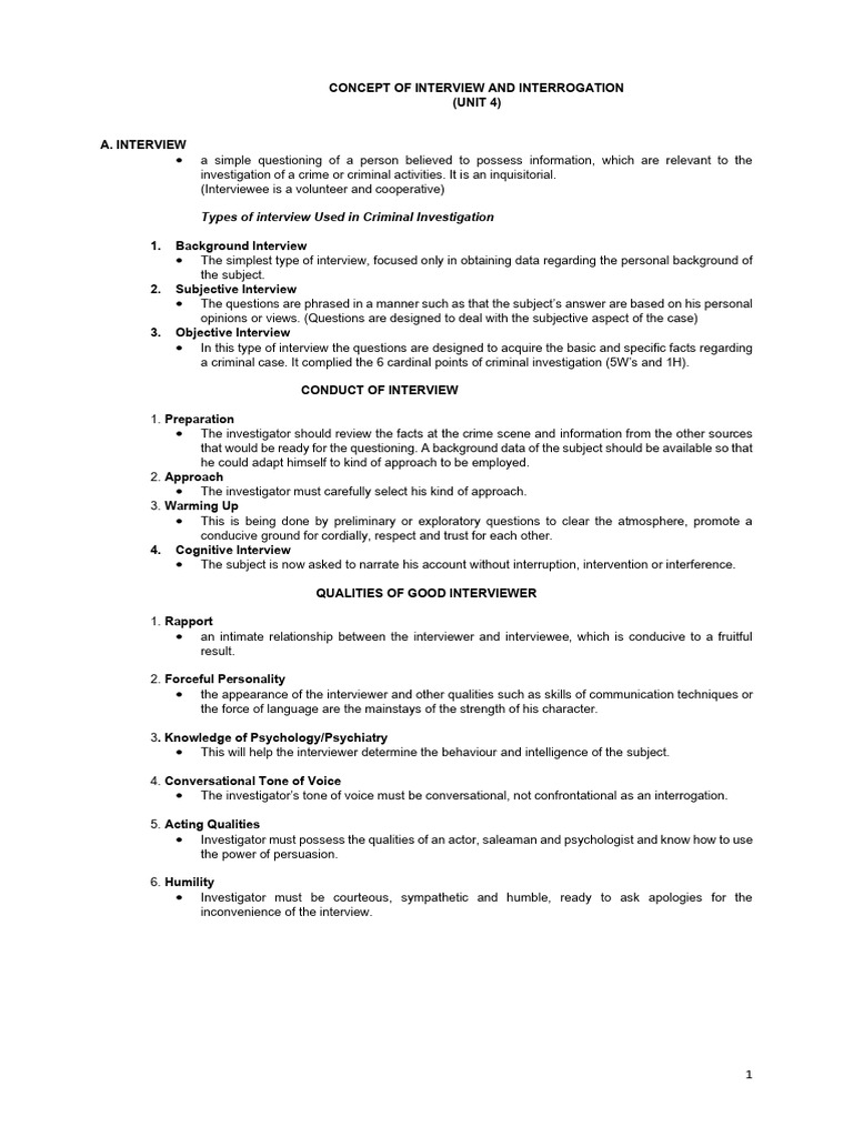 Interview and Interrogation Techniques | PDF | Interrogation ...