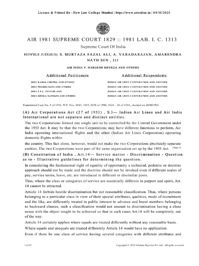 Air 1981 Supreme Court 1829 | PDF