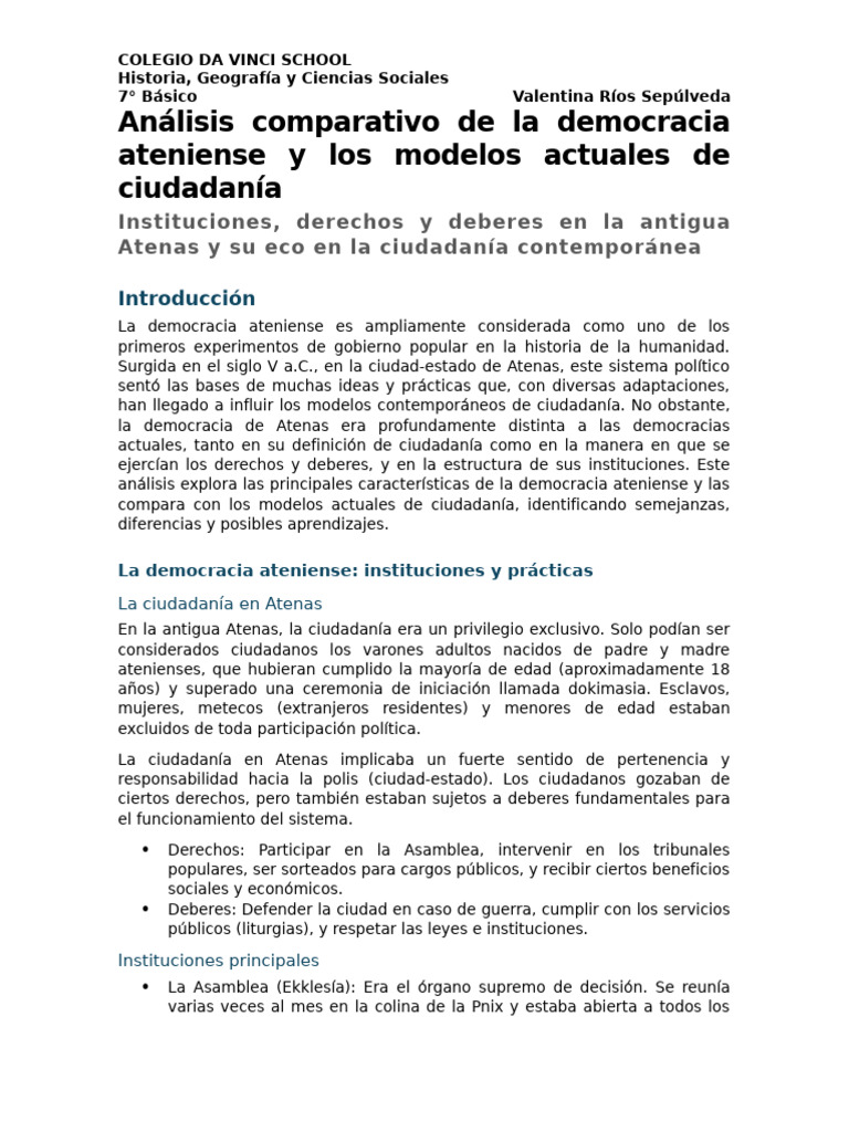 Comparativa de Ciudadanía: Atenas y Hoy | PDF | Democracia | Ideologías ...
