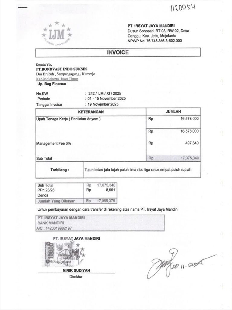 Contoh Inv Subkon | PDF