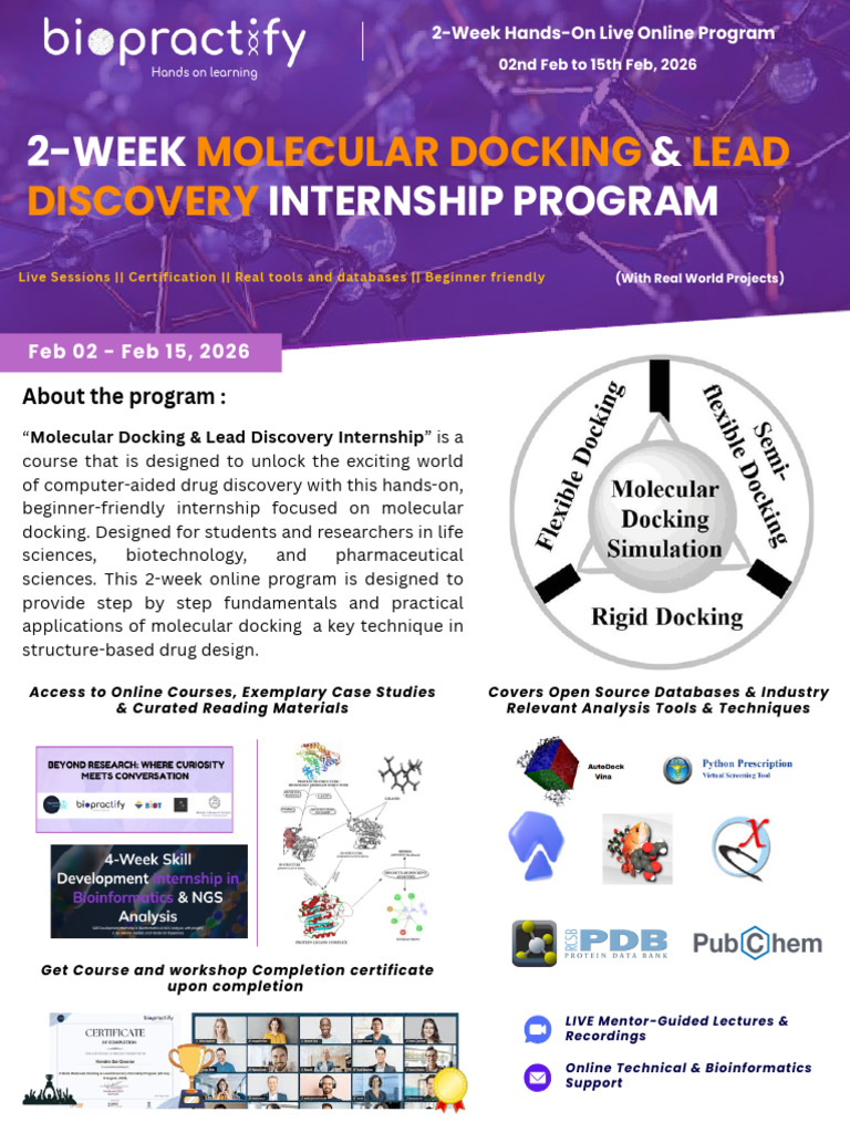 Molecular Docking Internship Program | PDF | Docking (Molecular) | Drug ...