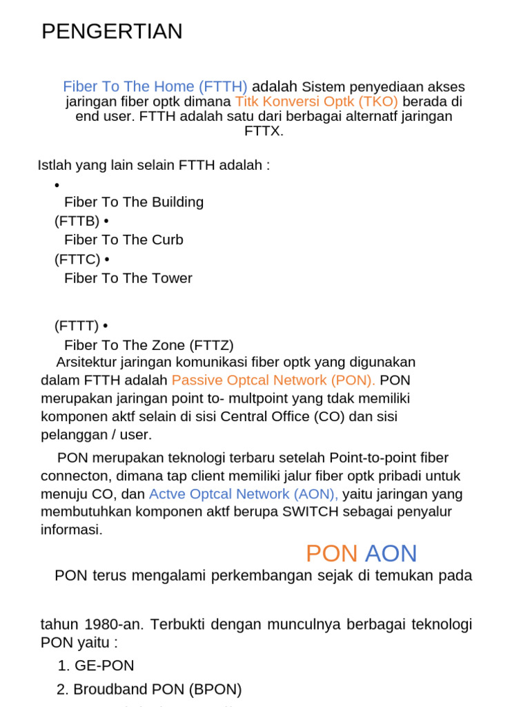 Panduan Lengkap Fiber To The Home (FTTH) | PDF