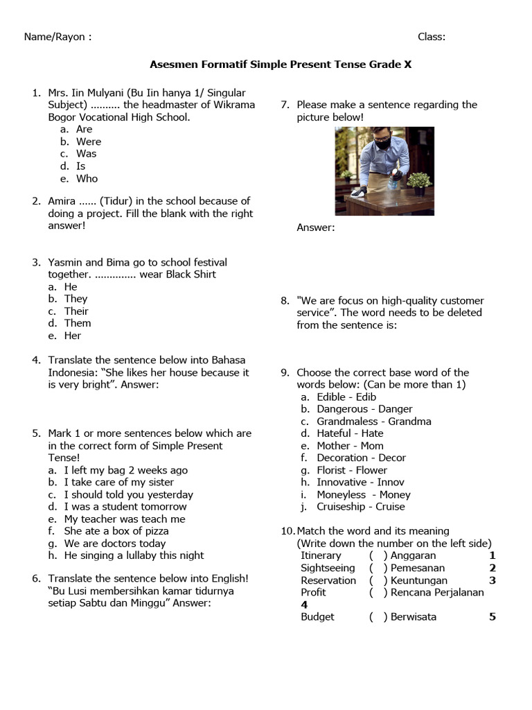 Simple Present Tense Assessment for Grade X | PDF | Chess | Chess Theory