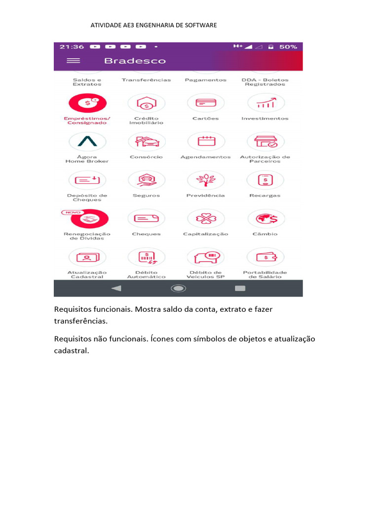 Requisitos de Software para Conta Bancária | PDF