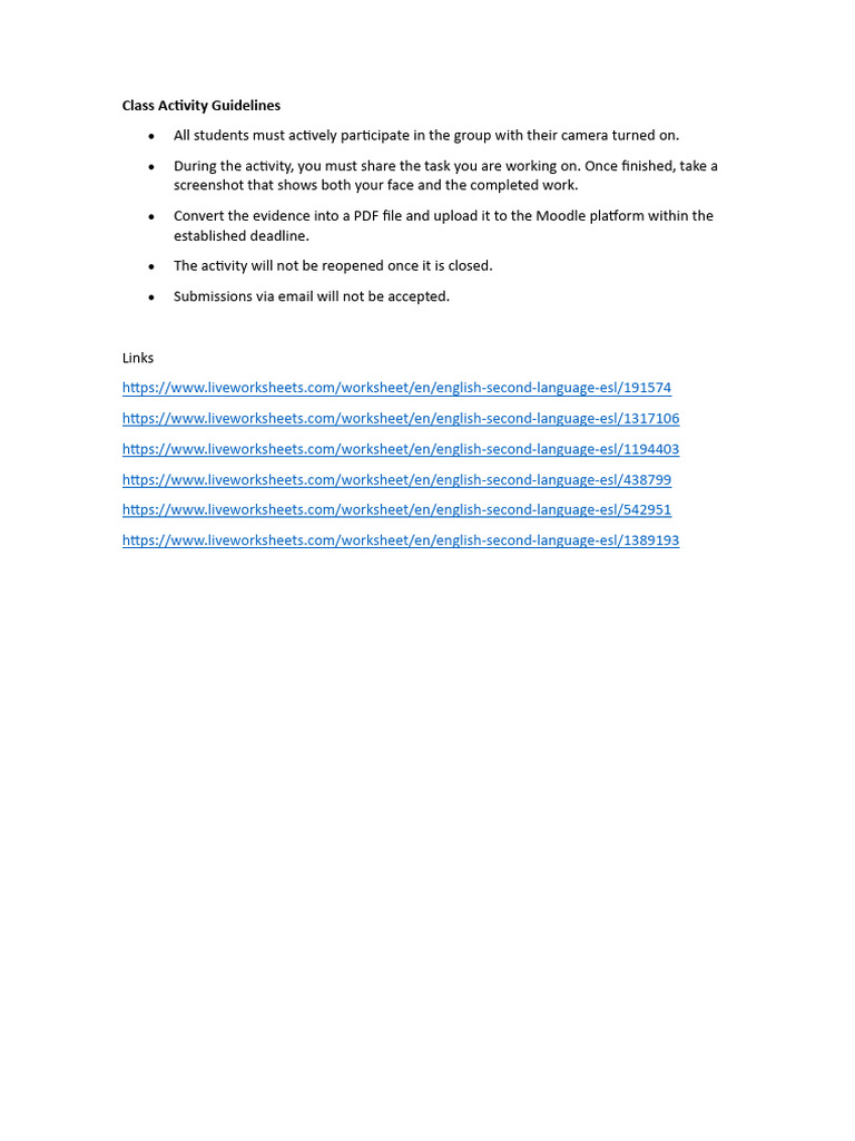 Class Activity Participation Guidelines | PDF