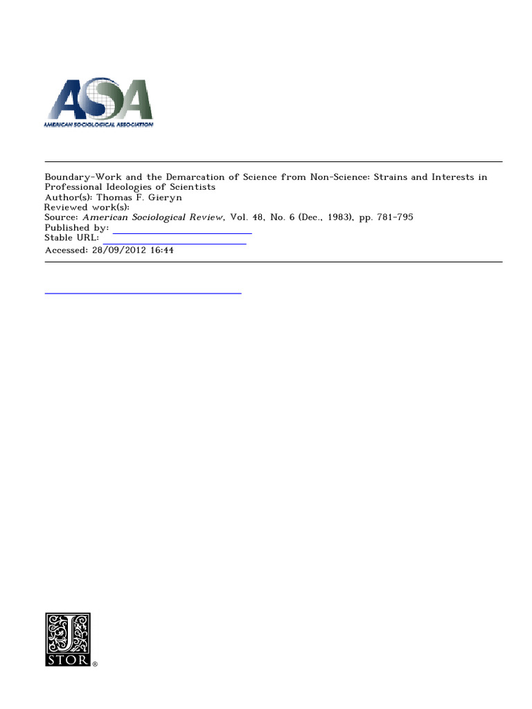 Demarcating Science: Boundary-Work Insights | PDF | Science | Ideologies