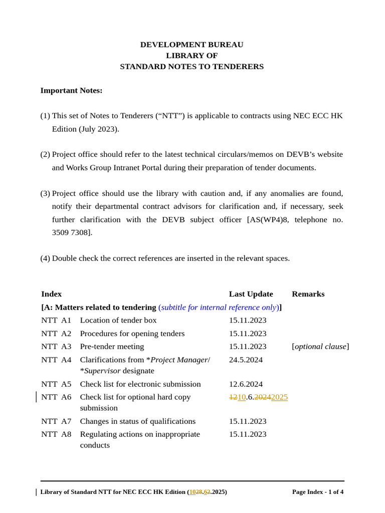 NEC ECC HK Tender Notes 2023 | PDF