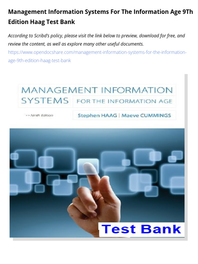 Management Information Systems for the Information Age 9th Edition Haag ...