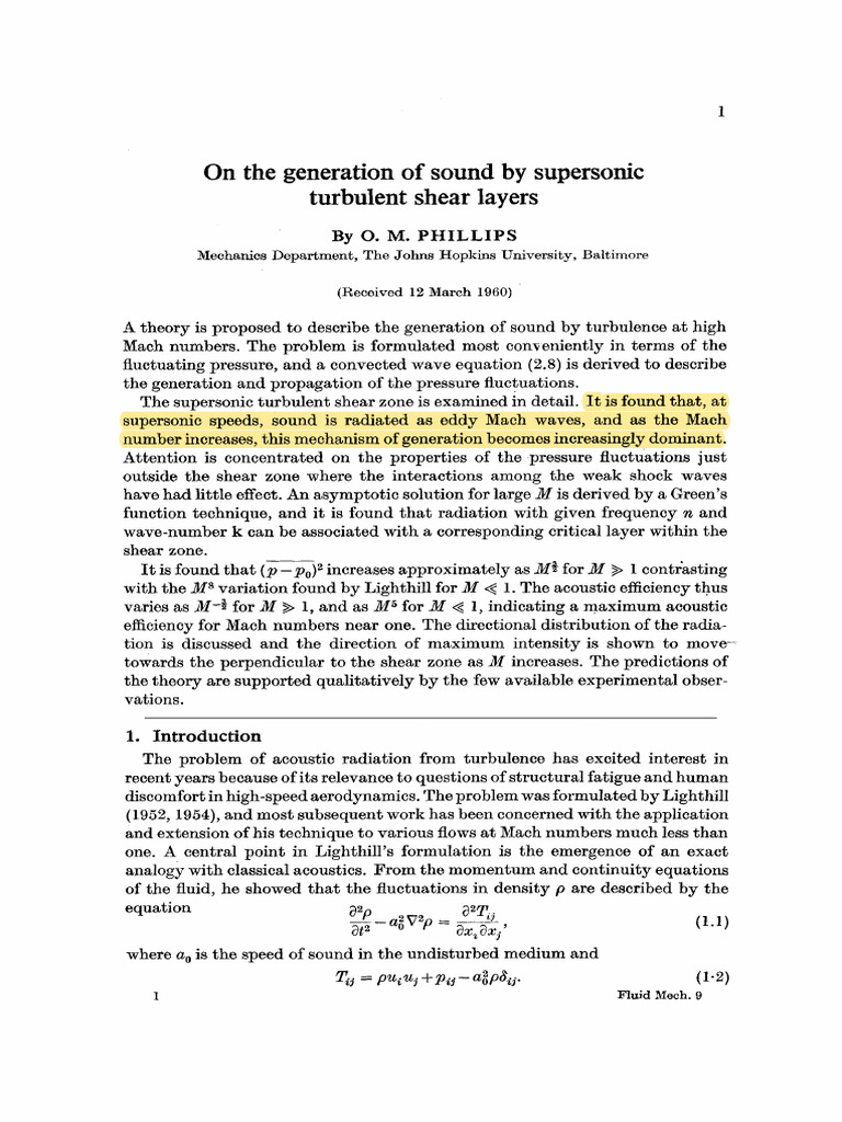 Sound Generation in Supersonic Turbulence | PDF | Mach Number | Waves