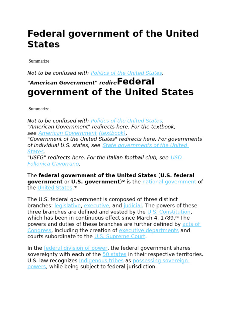 Overview of the U.S. Federal Government | PDF | County (United States ...