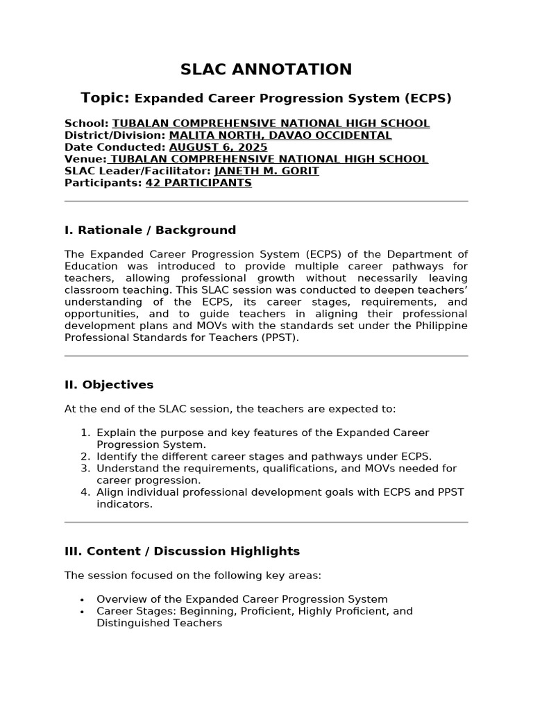 Understanding the Expanded Career Progression System | PDF | Teachers ...