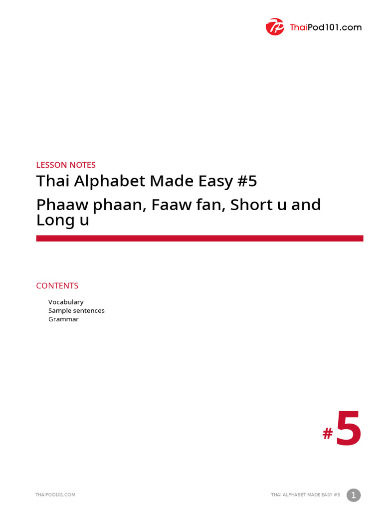Thai Alphebet 5 Notes | PDF | Tone (Linguistics) | Linguistics