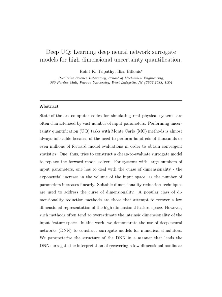 Deep UQ - Learning Deep Neural Network Surrogate Models for High ...