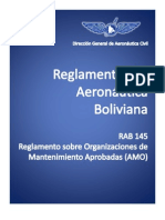 RAB - 145 - Reglamento Sobre Organizaciones de Mantenimiento Aprobadas (OMA) - Bolivia