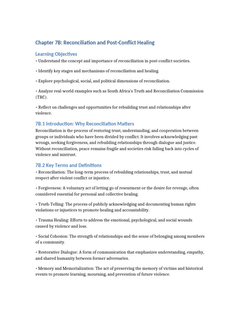 Reconciliation in Post-Conflict Societies | PDF | Conflict Resolution ...