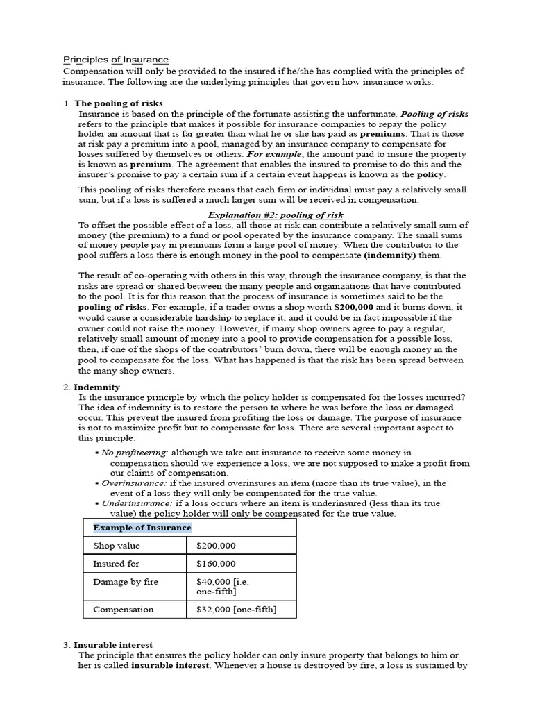 Principles of Insurance Explained | PDF | Insurance | Life Insurance