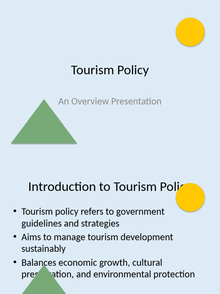 Overview of Sustainable Tourism Policy | PDF