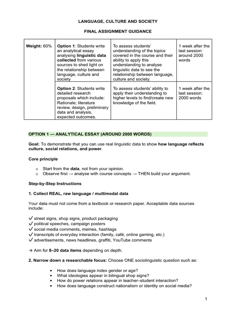 Language and Society Analytical Essay Guide | PDF | Linguistics | Analysis