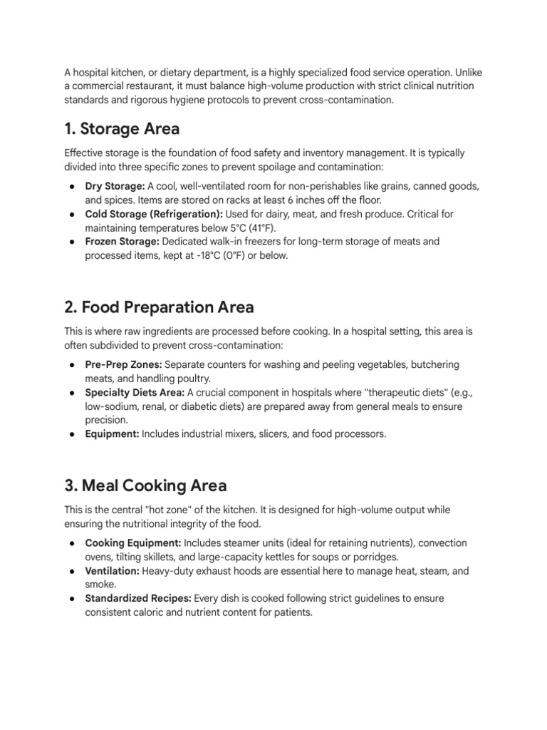 Hospital Kitchen Operations Explained | PDF | Cooking | Kitchen