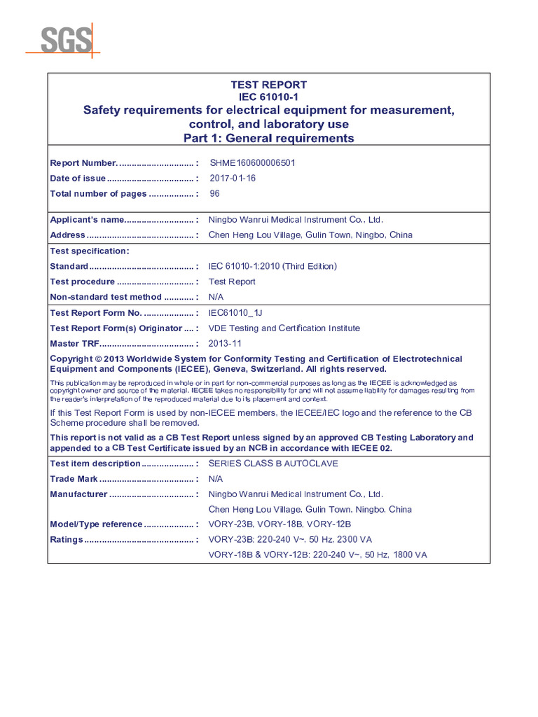 SGS Test Report | PDF