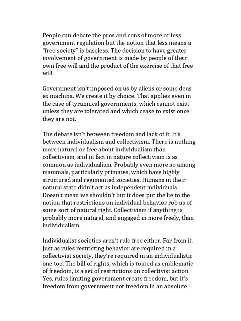 Individualism vs. Collectivism Debate | PDF | Individualism | Liberal ...