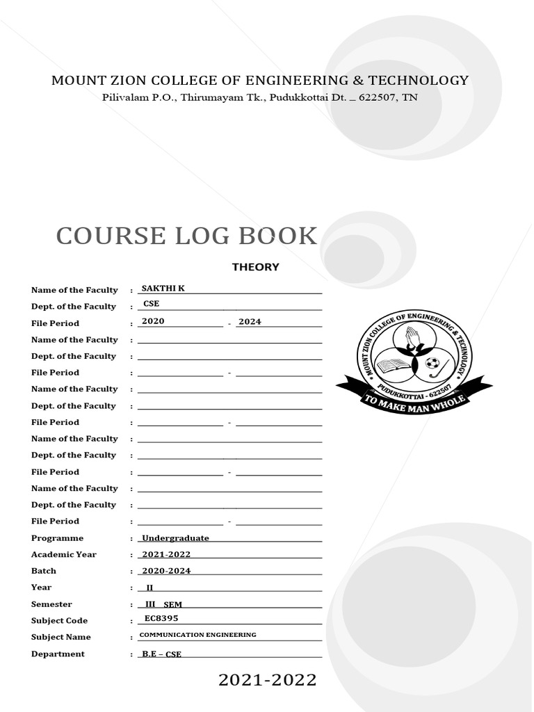 Course Log Book for Communication Engineering | PDF