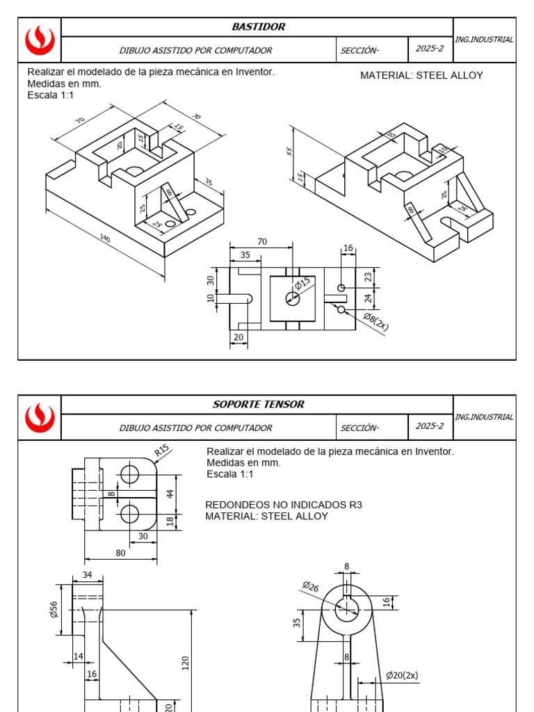Modelado de Piezas en Inventor 2025 | PDF