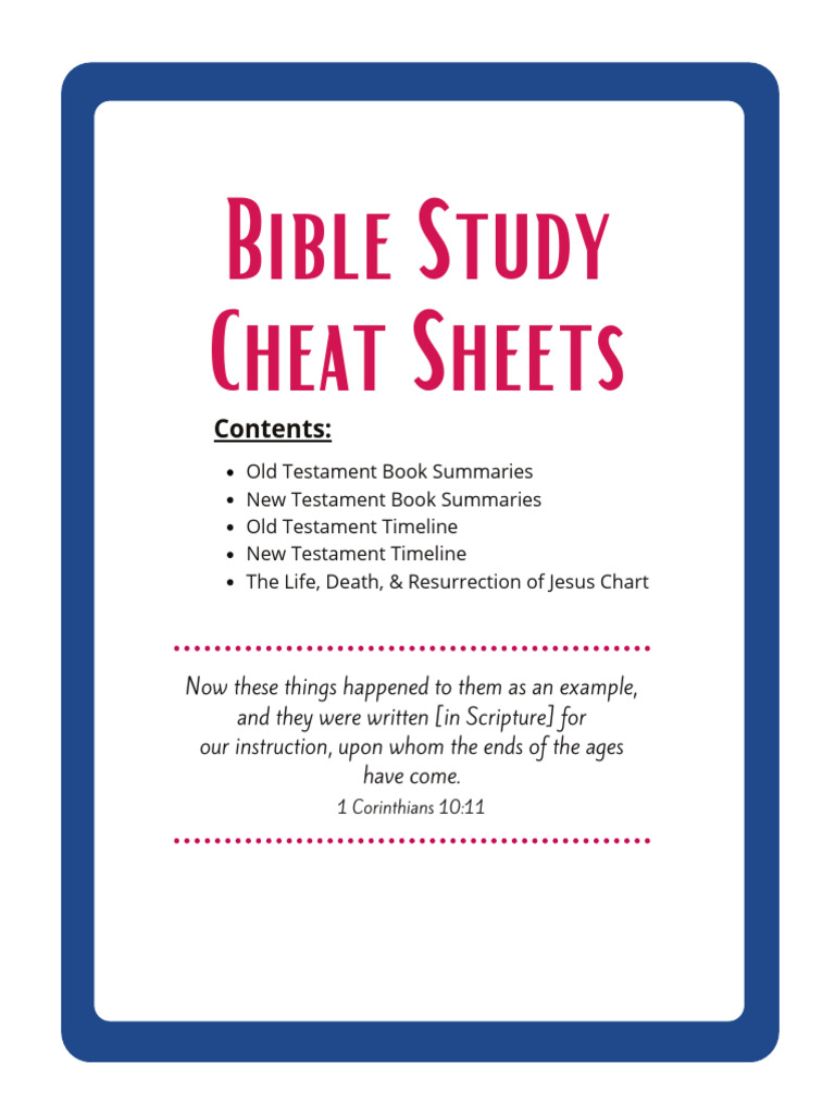 Bible Study Cheat Sheets Overview | PDF | Paul The Apostle | Gospel Of ...