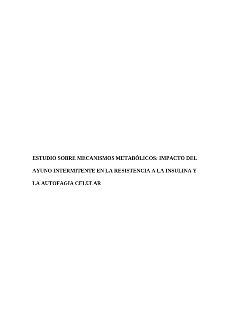Ayuno Intermitente y Salud Metabólica | PDF | Ayuno intermitente | Biología