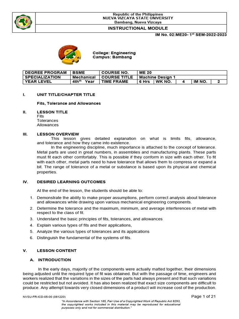 Fits, Tolerances, and Allowances Explained | PDF | Engineering ...