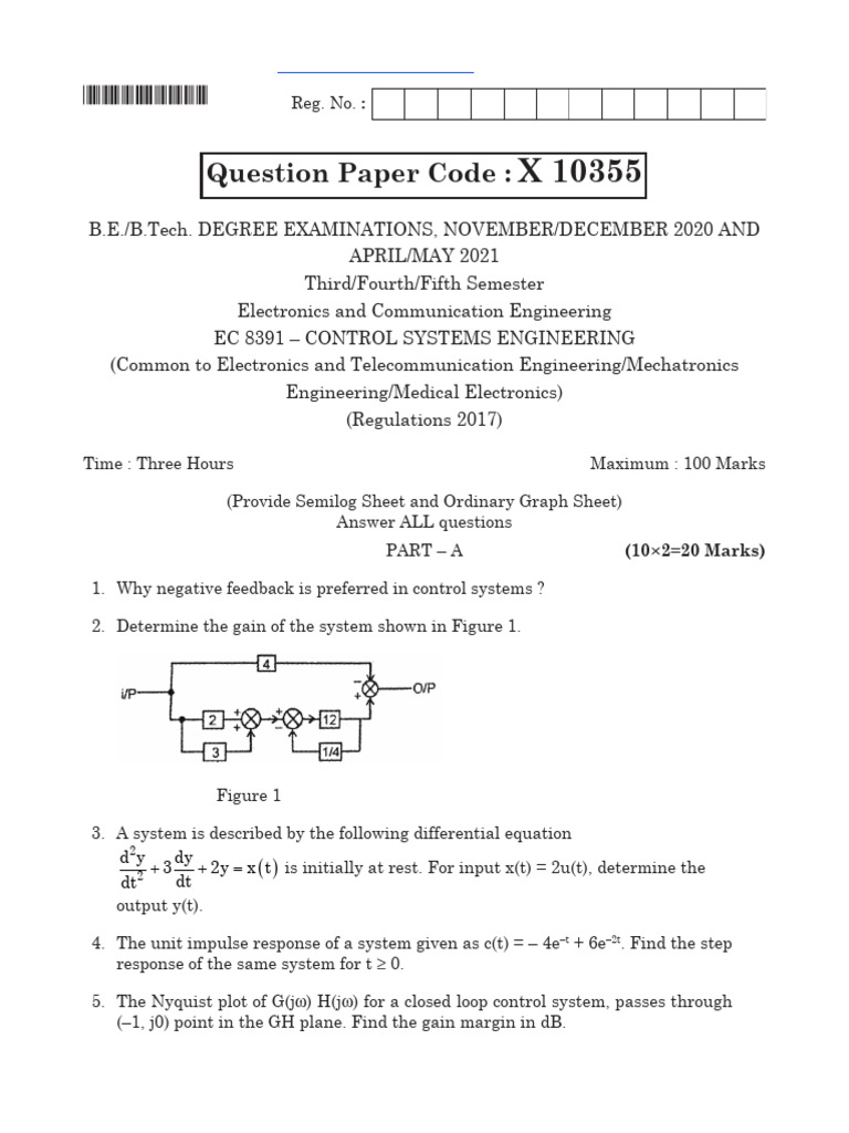 Control Systems Engineering Exam Paper | PDF | Feedback | Control Theory