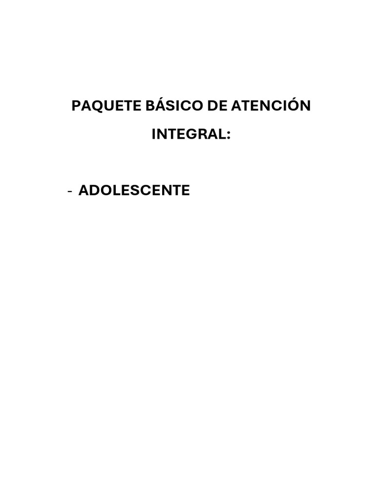 Atención Integral de Salud para Adolescentes | PDF | Anemia | Depresión ...