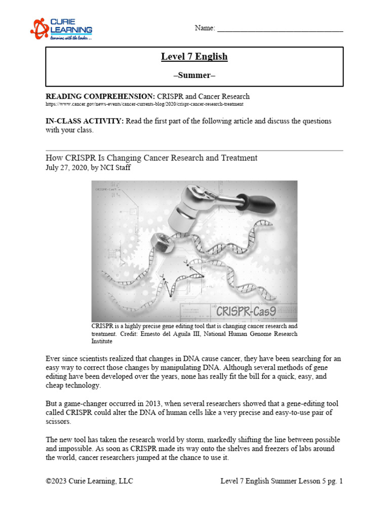 CRISPR's Impact on Cancer Research | PDF | Crispr | Gene Therapy