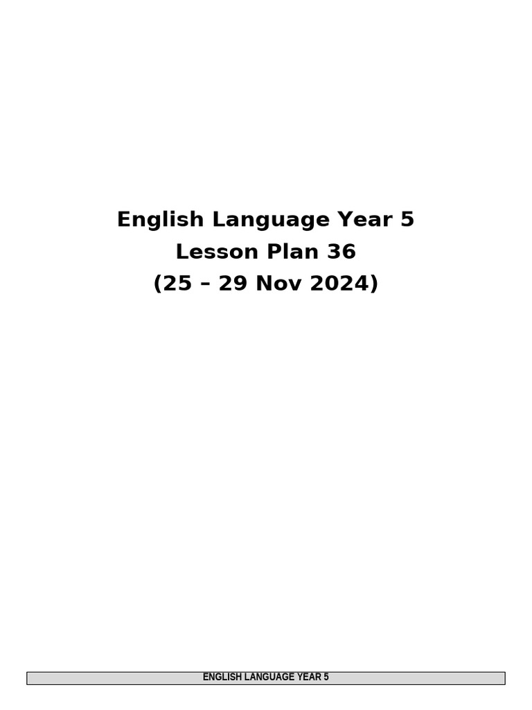 Year 5 English Language Lesson Plans | PDF | Learning | Information