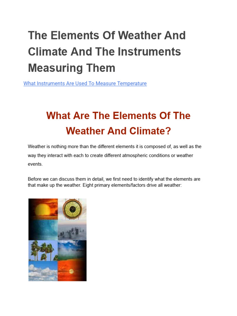 The Elements of Weather and Climate and The Instruments Measuring Them ...