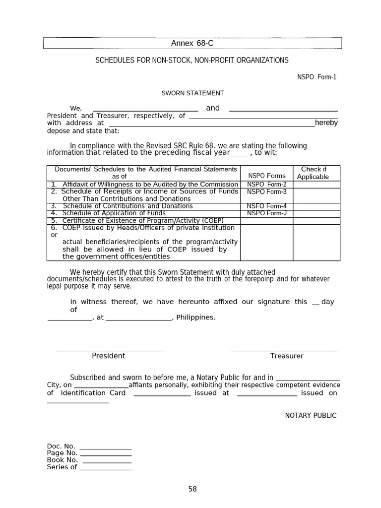 Non-Profit Organization Audit Schedules | PDF | Affidavit | Civil Law ...