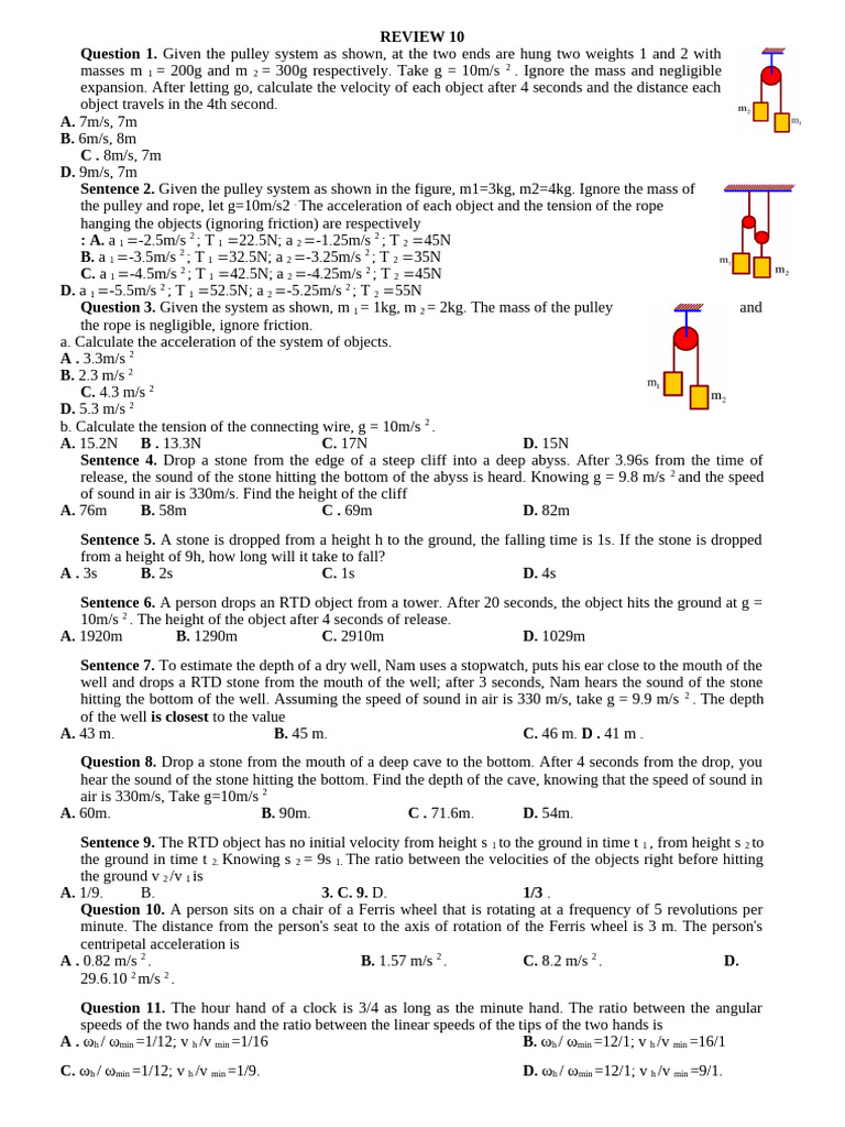 Pulley Systems and Motion Calculations | PDF | Waves | Light
