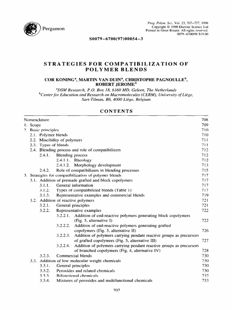 Polymer Blend Compatibilization Strategies | PDF | Polymers | Polyethylene