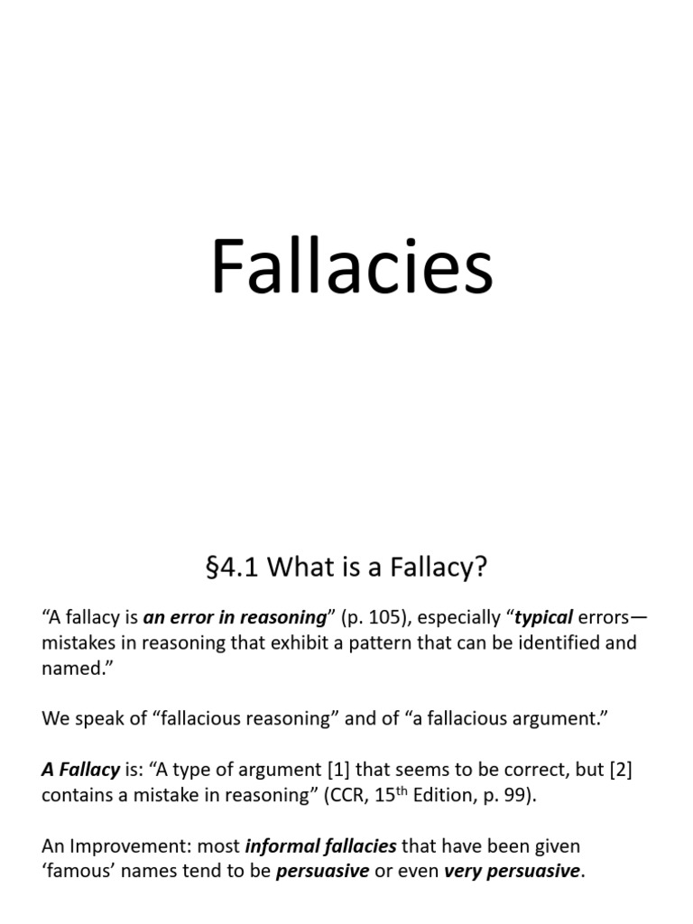 Fallacies Introduction Moodle Oct 22025 | PDF | Argument | Fallacy