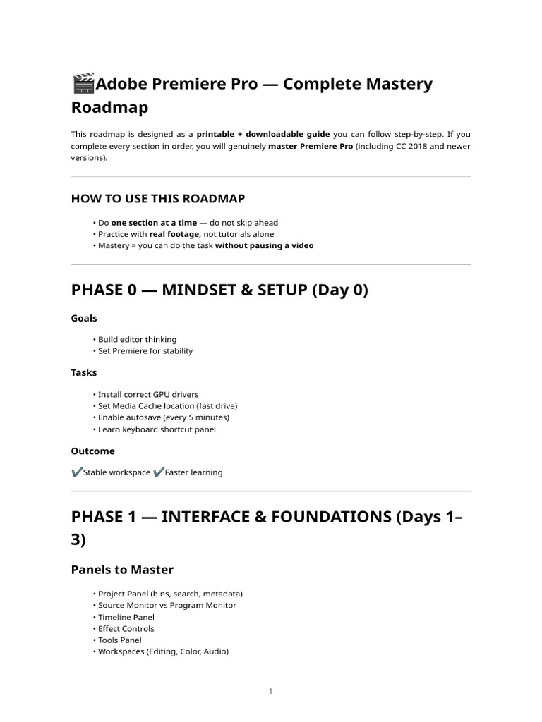 Master Adobe Premiere Pro in 30 Days | PDF | Film And Video Technology ...