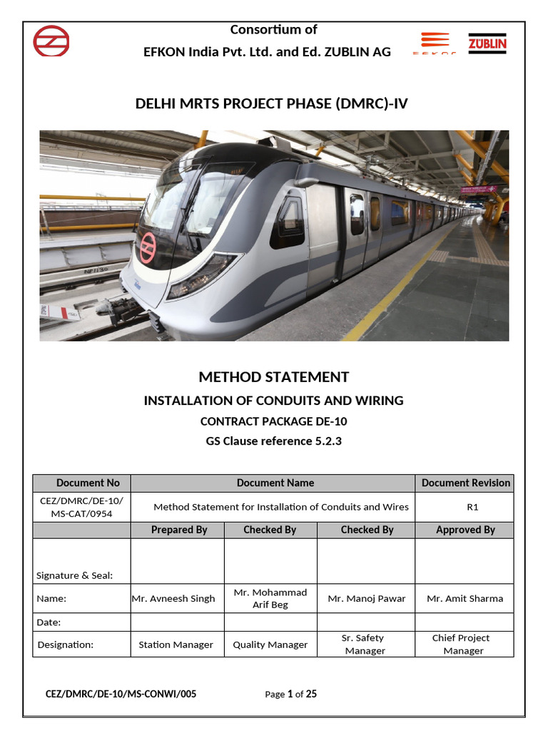 DMRC Phase IV: Conduit Installation Method | PDF | Electrical Connector ...