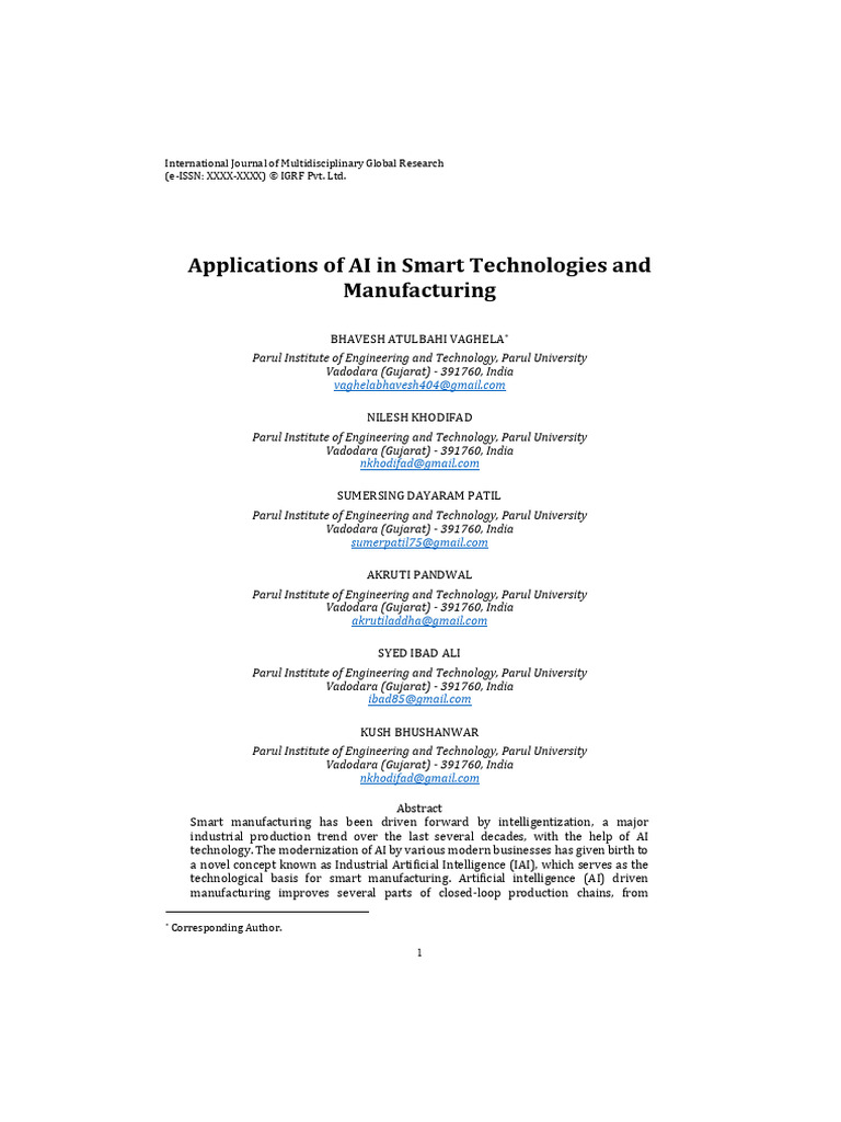 AI Applications in Smart Manufacturing | PDF | Machine Learning ...