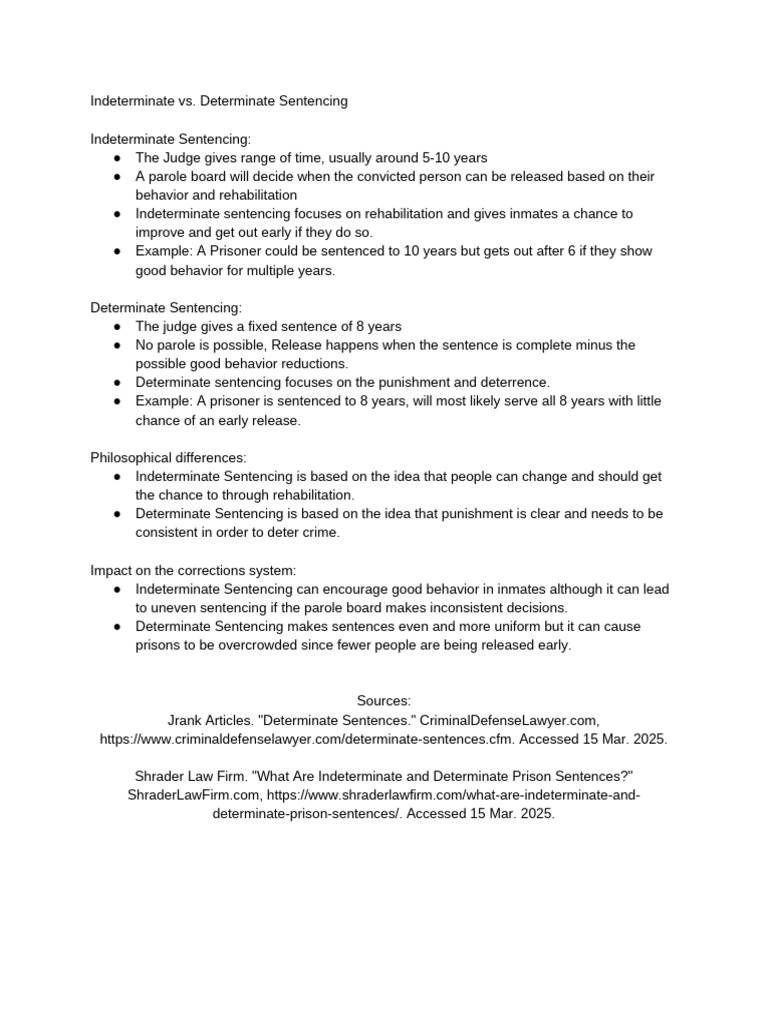 Indeterminate vs. Determinate Sentencing | PDF