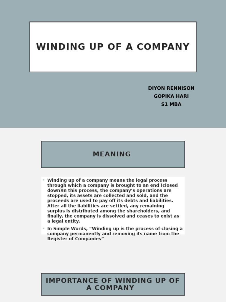 Winding Up a Company: Process & Types | PDF | Liquidation | Business