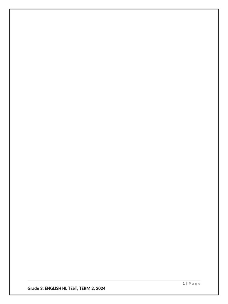 Grade 3 English HL Test Term 2 2024 | PDF | Writing | Linguistics