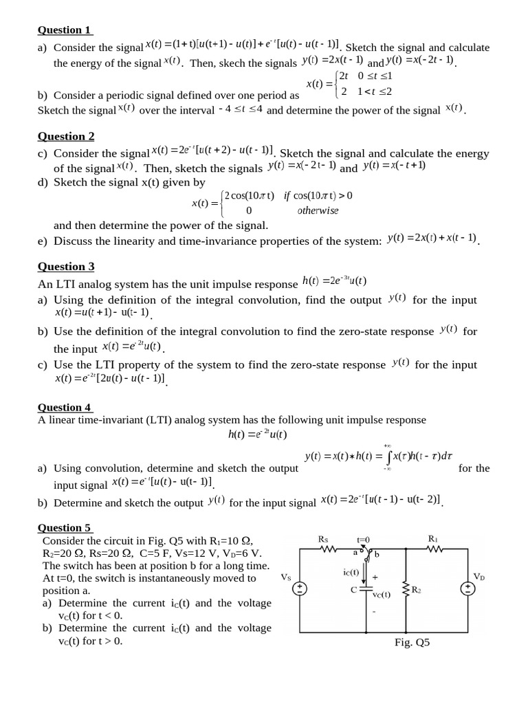 Signal Energy and Power Analysis in LTI Systems | PDF | Algorithms ...