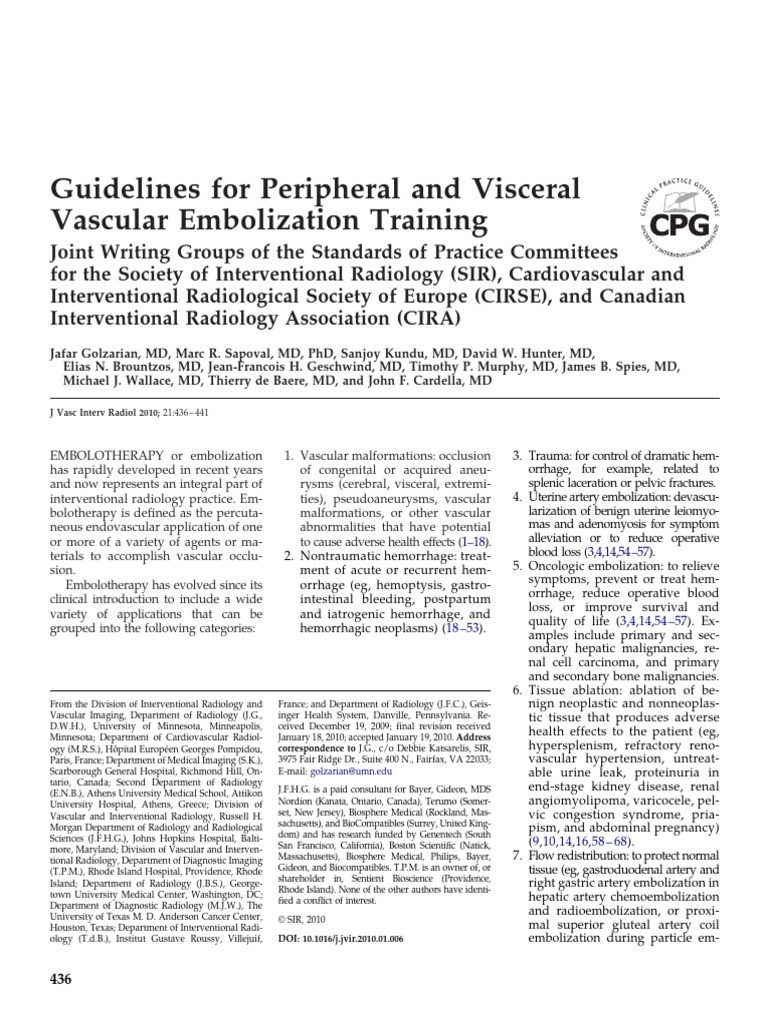 Vascular Embolization Training Guidelines | PDF | Interventional ...