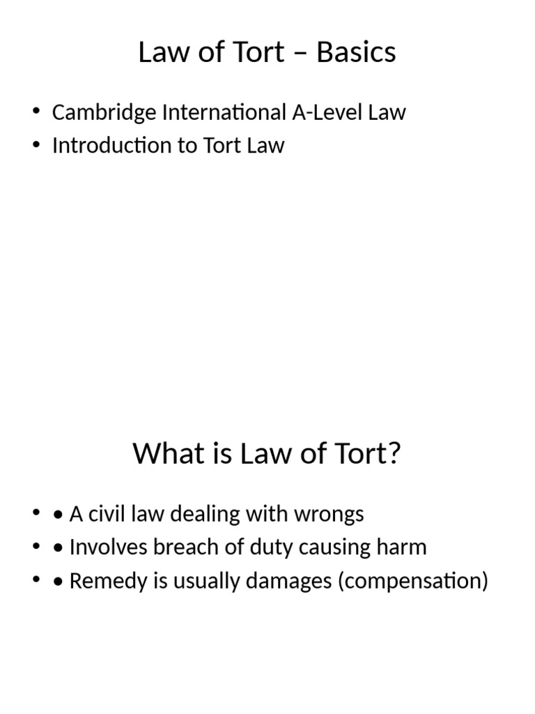 Basics of Tort Law Explained | PDF