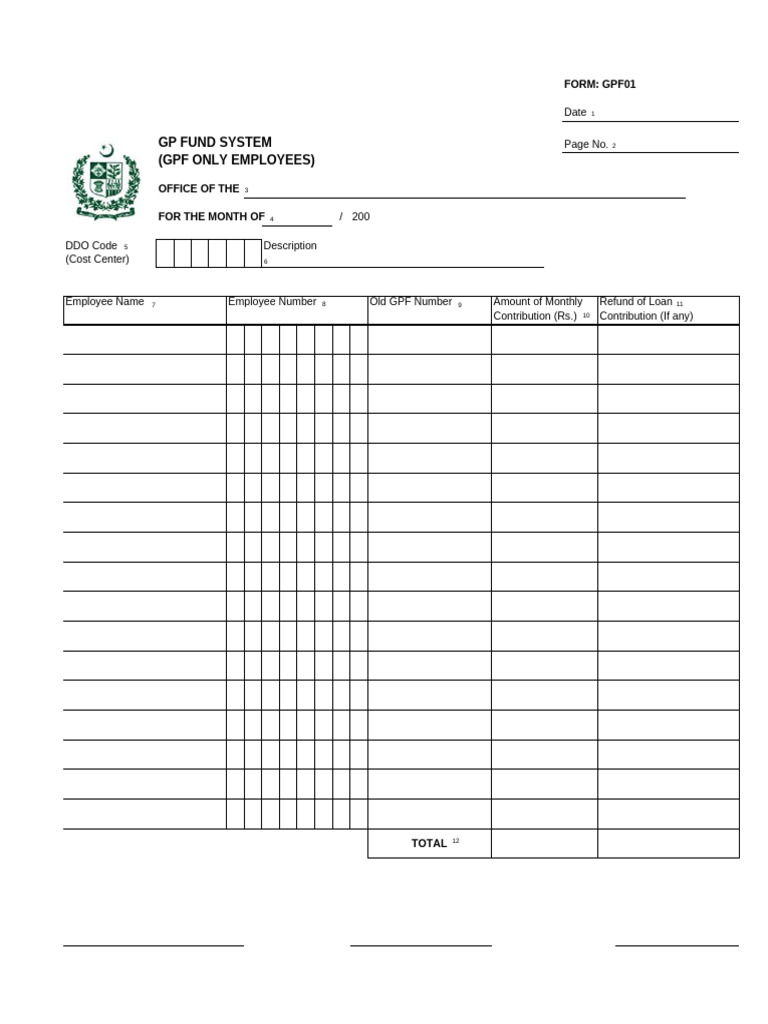 GPF Monthly Loan Refund Form | PDF