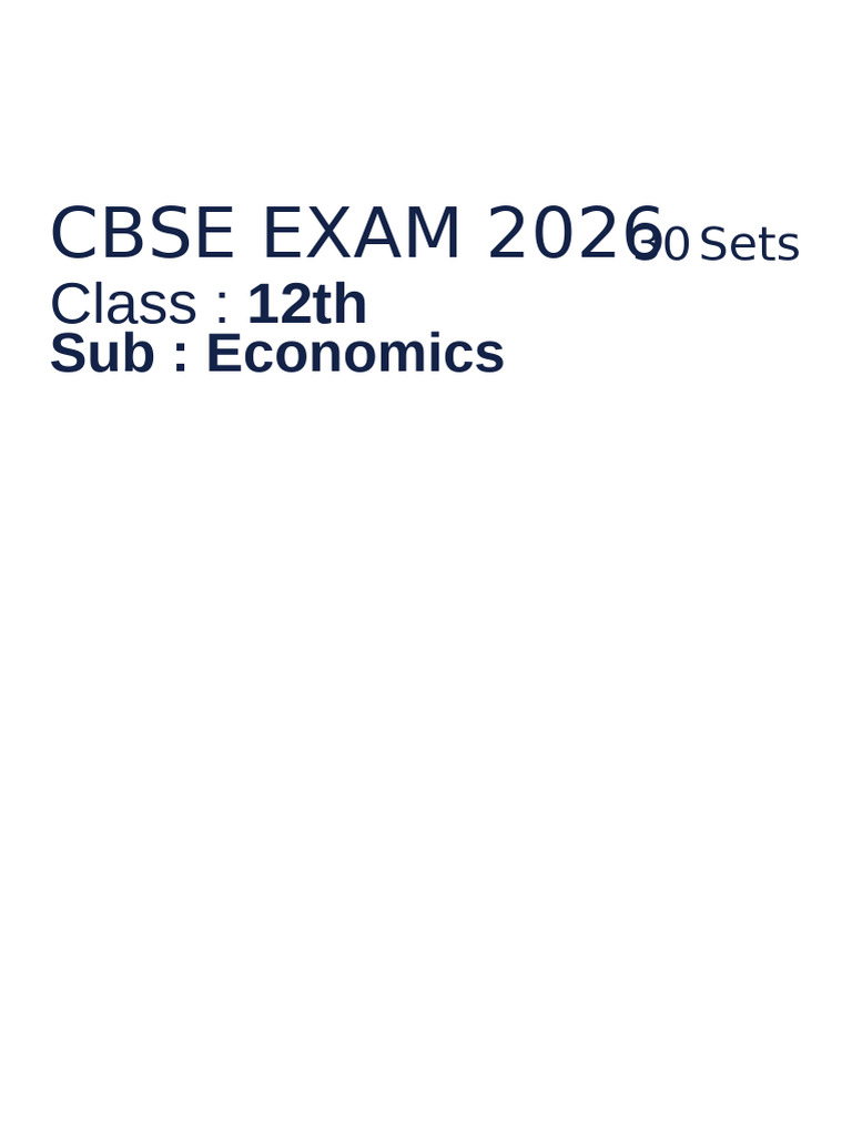 CBSE Class 12 Economics Sample Paper 2026 | PDF | Taxes | Government ...